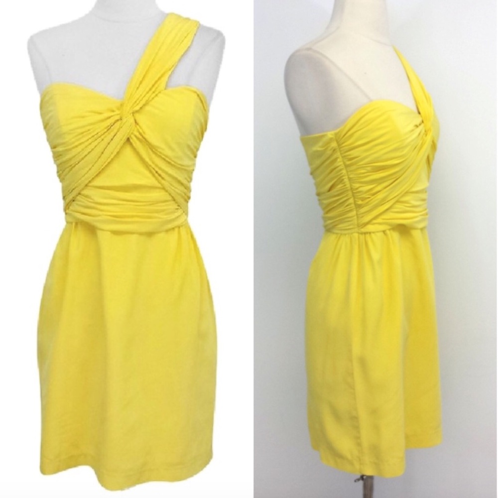 Mara Hoffman Yellow Canary One Shoulder Silk Dress